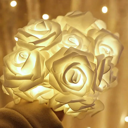 LED Flower String Lights Artificial Flower Rose Bouquet Romantic Lamp Fairy Light Garland for Wedding Valentines Day  Decor