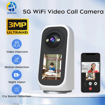 Jooan 2K 3MP PTZ ip Camera Video Call with 2.8Inch LED Screen Baby Cry Sound Detection Security camera AI tracking Baby Monitor