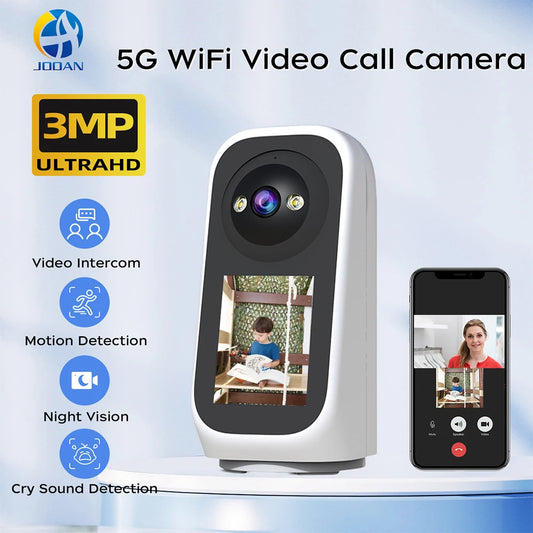 Jooan 2K 3MP PTZ ip Camera Video Call with 2.8Inch LED Screen Baby Cry Sound Detection Security camera AI tracking Baby Monitor