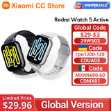 Versión global Xiaomi Redmi Watch 5 Active Pantalla de 2'' Hasta 18 días de duración de la batería Más de 140 modos de entrenamiento Llamadas Bluetooth 5ATM