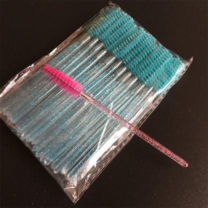 New style 50Pcs Disposable Crystal Eyelash Brush Eyelashes Lift Lifting Curler Eye Lash Extension Graft Brush Tool Accessories