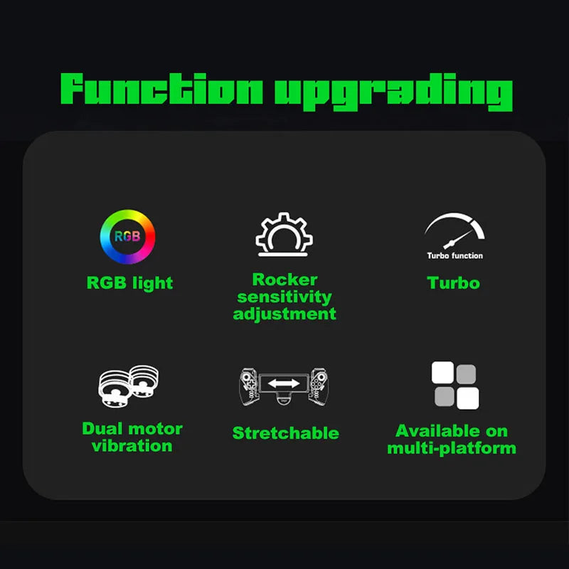 Mando Bluetooth Ipega PG-9777S para Nintendo Switch, Android, iOS, iPad y PC con luz RGB, vibración lineal y control extensible.