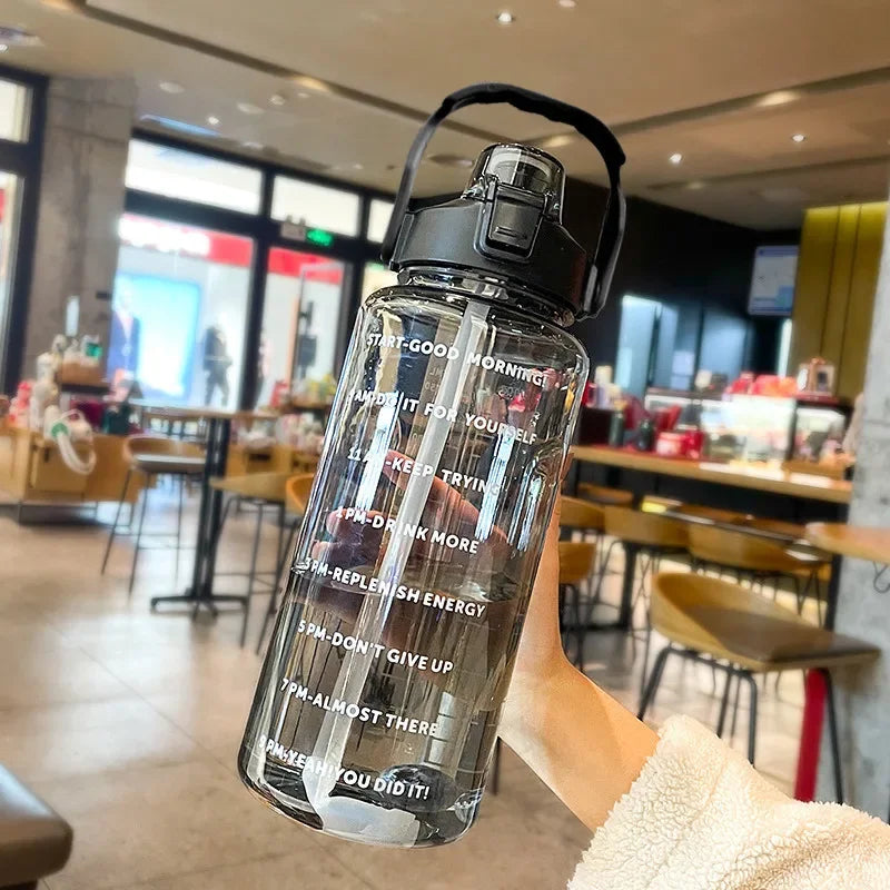 2 Liters Water Bottle With Straw Large Capacity Water Cup Portable Travel Bottle Sports Fitness Cup High Value Big Fat Cup