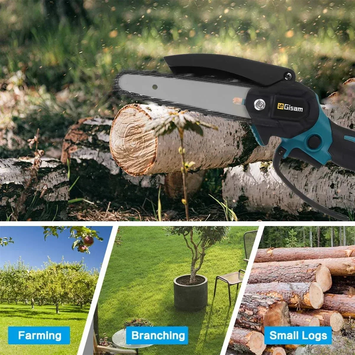 Gisam Brushless 8 Inch Electric Saw Electric Chainsaw One-handed Woodworking Garden Tool Pruning Saw For Makita 18V Battery