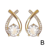 Elegant Cross Earrings for Women, Crystal Rings, Fishtail Jewelry, Lady's Gifts, Korean Style, Fashion