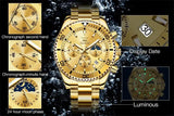 OLEVS 2870 Men's Watch Top Brand Luxury Watch for Men Original Waterproof Stainless Steel Chronograph Moon Phase Date Rota Dial