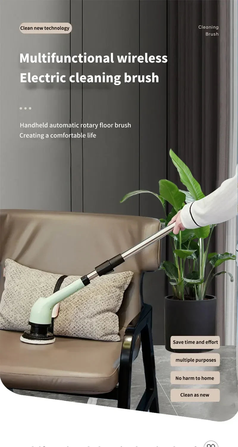 Cepillo de limpieza eléctrico inalámbrico para baño, ventana, cocina, automóvil, multifuncional, máquina de limpieza giratoria para el hogar.