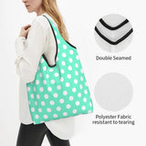 Custom Recycling Classic Black And White Polka Dot Shopping Bag Women Tote Bag Portable Grocery Shopper Bags
