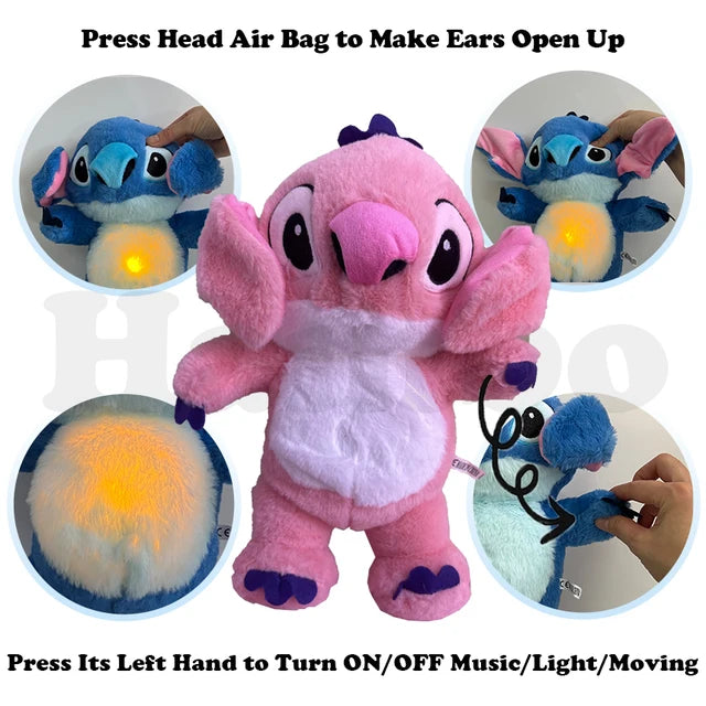 Oso de peluche relajante para bebé, con puntadas transpirables, bolsa de aire y luz, compañero de sueño, musical, juguete kawaii, regalo, 30 cm 