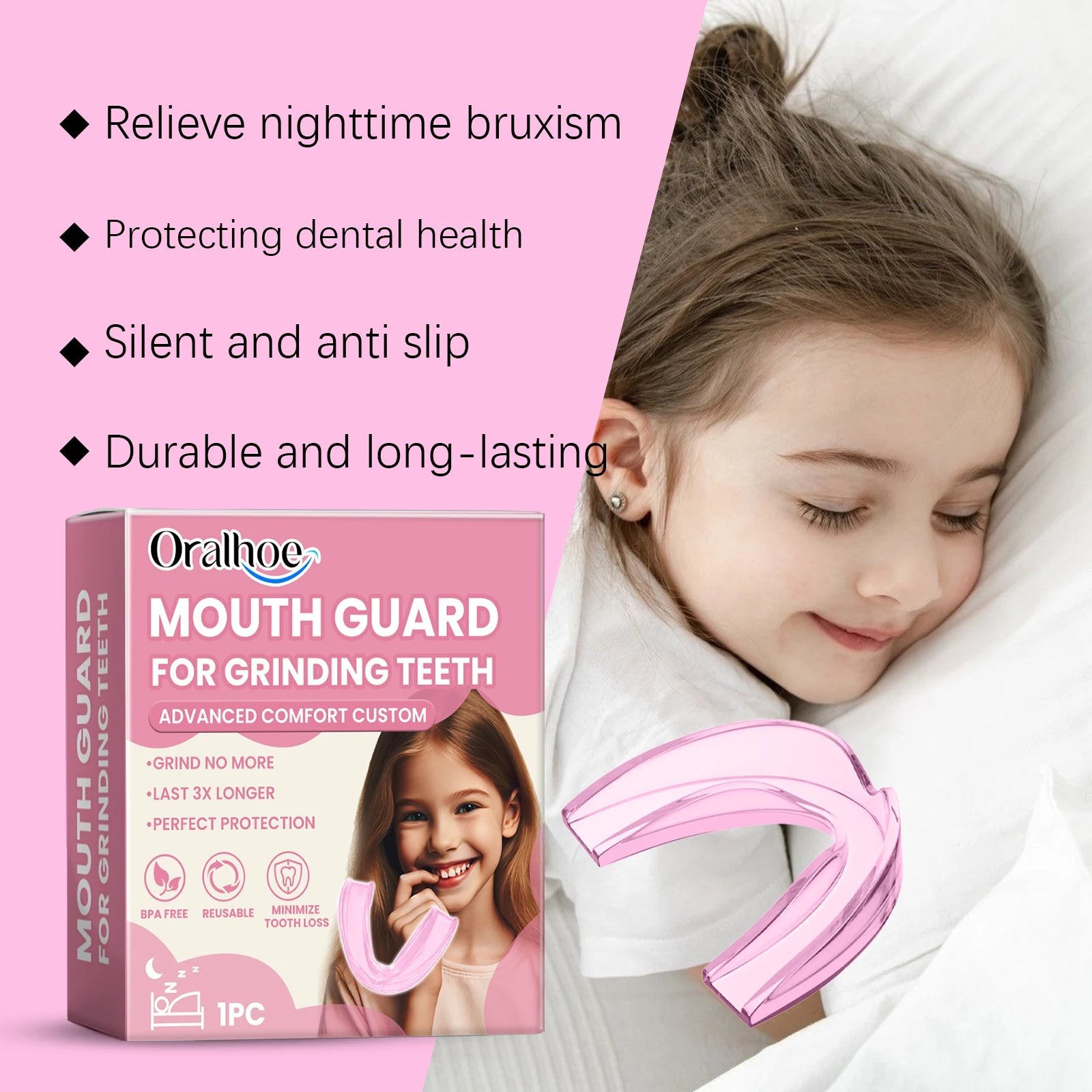 Silicone Mouth Guard: Nighttime Anti-Biting and Anti-Grinding Teeth Protector for Children's Dental Protection
