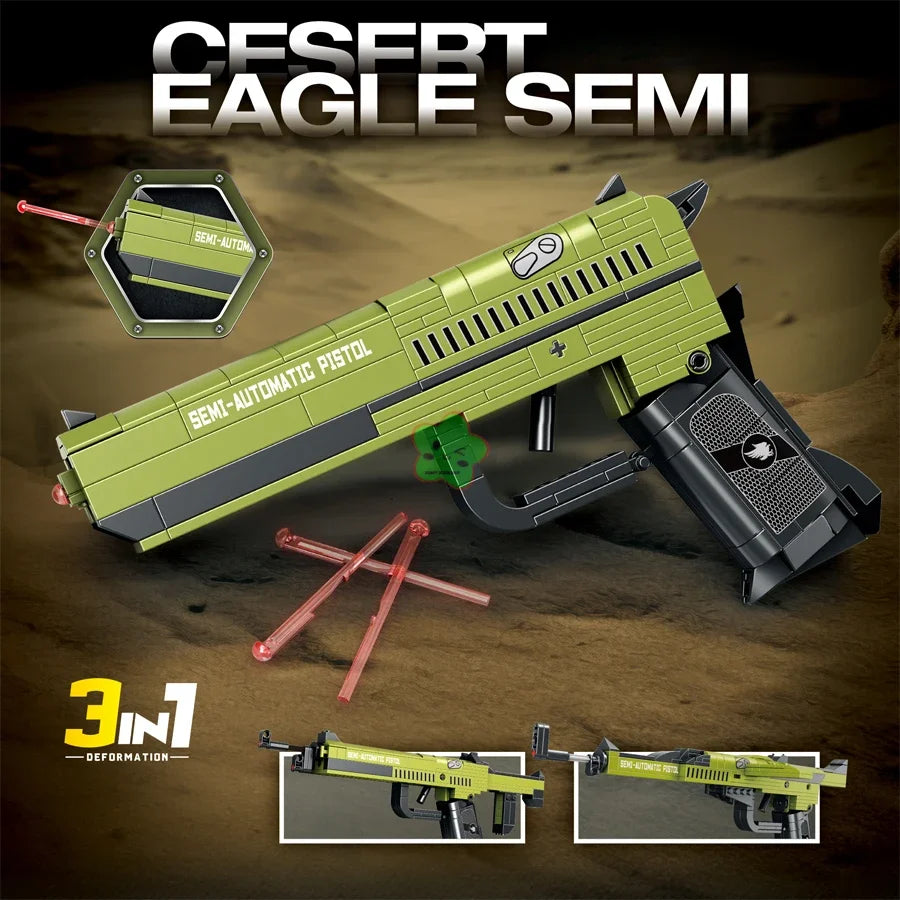 Technical Building Blocks Toys Gun Scorpion Uziel Submachine Magnum Eagle USP Pistol WW2 Military SWAT Weapon Model For Children