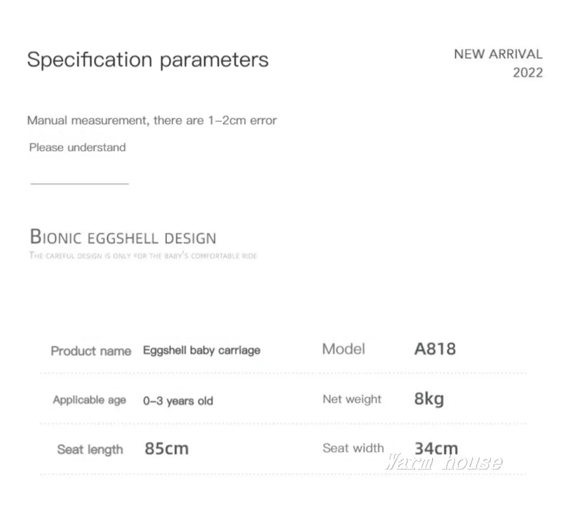 Baby Stroller 3in1,Luxury Baby Carriage with Car Seat,Eggshell Newborn Stroller Leather High Landscape PU leather