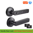 Tuya App Bluetooth Smart Fingerprint Door Lock Password Mechanical Key NFC Unlocking For Wooden Door Handle Lock IP54 Rainproof