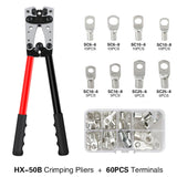 Alicates de crimpado, crimpadora de terminales de tubo, herramienta de crimpado hexagonal, multiherramienta, terminal de cable de batería, cable, herramientas manuales HX-50B 6-50 mm² AWG 10-0