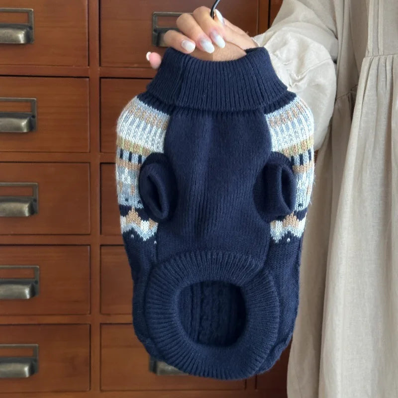 New Dog Black Beige Vintage Sweater for Small Medium Dog Christmas Halloween Day Wear Sweater Pullover