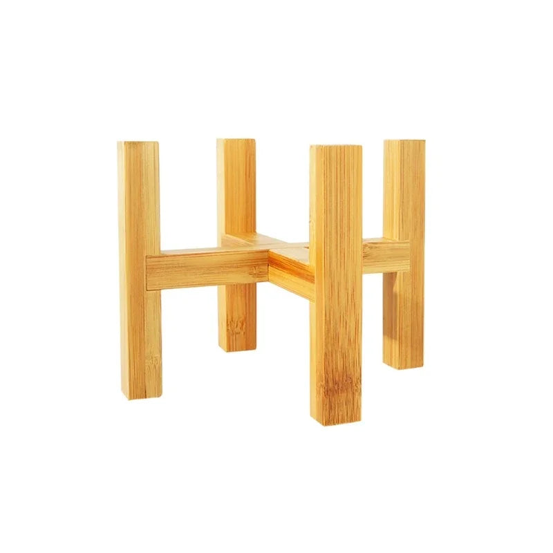 Soporte de madera de cuatro patas para macetas de plantas y suculentas, base de exhibición, estante de decoración para el hogar, jardín y patio