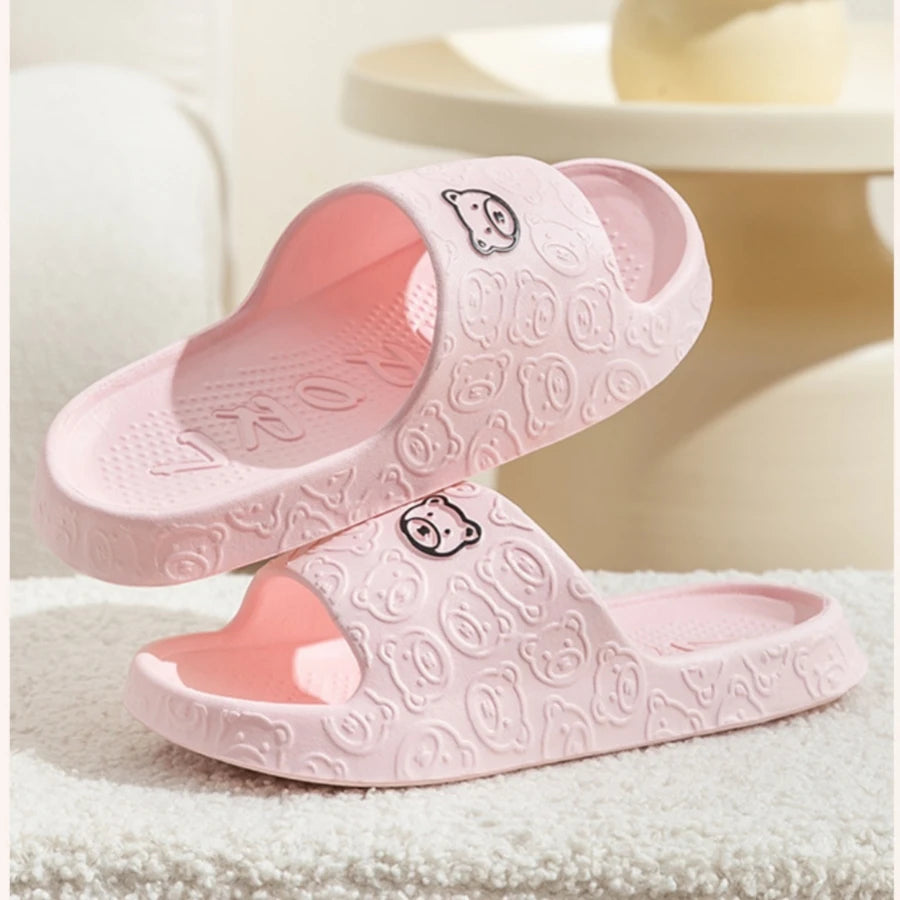 Summer Women Casual Slippers Cute Bear Indoor Soft Sole Outdoor Non-slip Air Cushion Lightness Men Fashion Flat Shoes