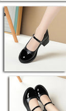 Women Shoes 2024 New Fashion Retro Round Toe Soft Leather Casual Mary Jane Shoes Shallow Mouth Waterproof Platform Shoes