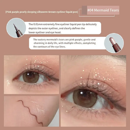 Double Head Eyeliner Pen Very Fine Tip Lying Silkworm Eye Brightening Waterproof And Durable Not Easy To Halo Dye Natural