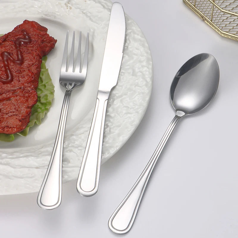 6/30pcs Stainless steel cutlery set steak knife and fork dessert fork and spoon high-end suitable for restaurants and hotels