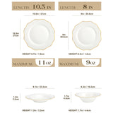 MALACASA Nori 16/32-Piece Nordic European White Bone China Tableware Set with Bowl, Dinner, Dessert, & Soup Plate Set for 4/8 people