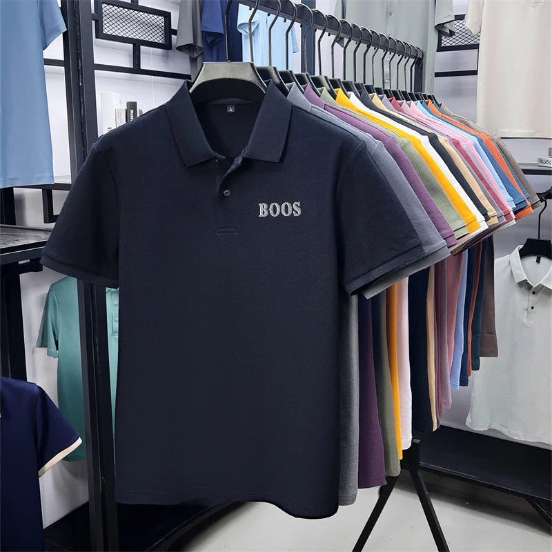 Cotton100% Men's Summer High Quality Short Sleeves Polo Shirt Lapel Button Letter Printing T-Shirt Business Leisure Men Clothing