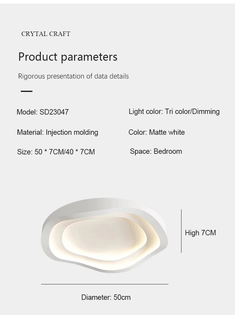 Modern Bedroom Ceiling Light Home Decor Simple Master Bedroom Lamps Nordic Circular Cream Style Living Room LED Lighting Fixture