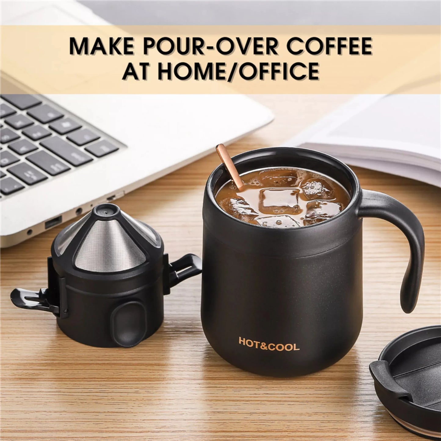 Filtro de café portátil de acero inoxidable 304, soporte para café y té, taza reutilizable, juego de taza de té con gotero, cafetera, utensilios de café