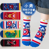 5 Pairs Children Socks Cartoon Spiderman Boy's Socks Spring Autumn Middle Tube sock Cotton Cute Kids Socks Size 1-12 Year