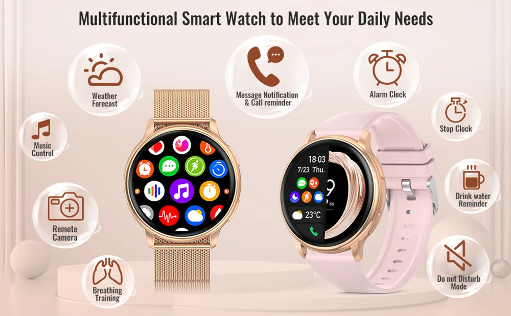 MEVADEN 1.32 inch Female Fashion Smart Watch Bluetooth Call Women Sport Fitness Tracker Health Monitor Smartwatch for Ladies Y22