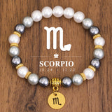 12 constelações pulseira de aço inoxidável pingente taurus capricórnio escorpião libra concha contas acessórios pulseira feminina presente