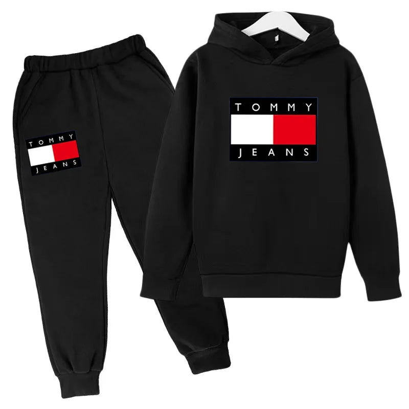 Children's Autumn/Winter Hoodie Creative Color Sweatshirt Top + Pants 2PC Coat Boys Girls Preschool 3-12Y Sunshine Sports Casual Set