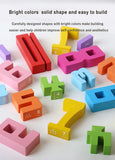 Wooden educational digital blocks, creative puzzles, stacking toys, fun brain teasers, early education topics, Montessori style
