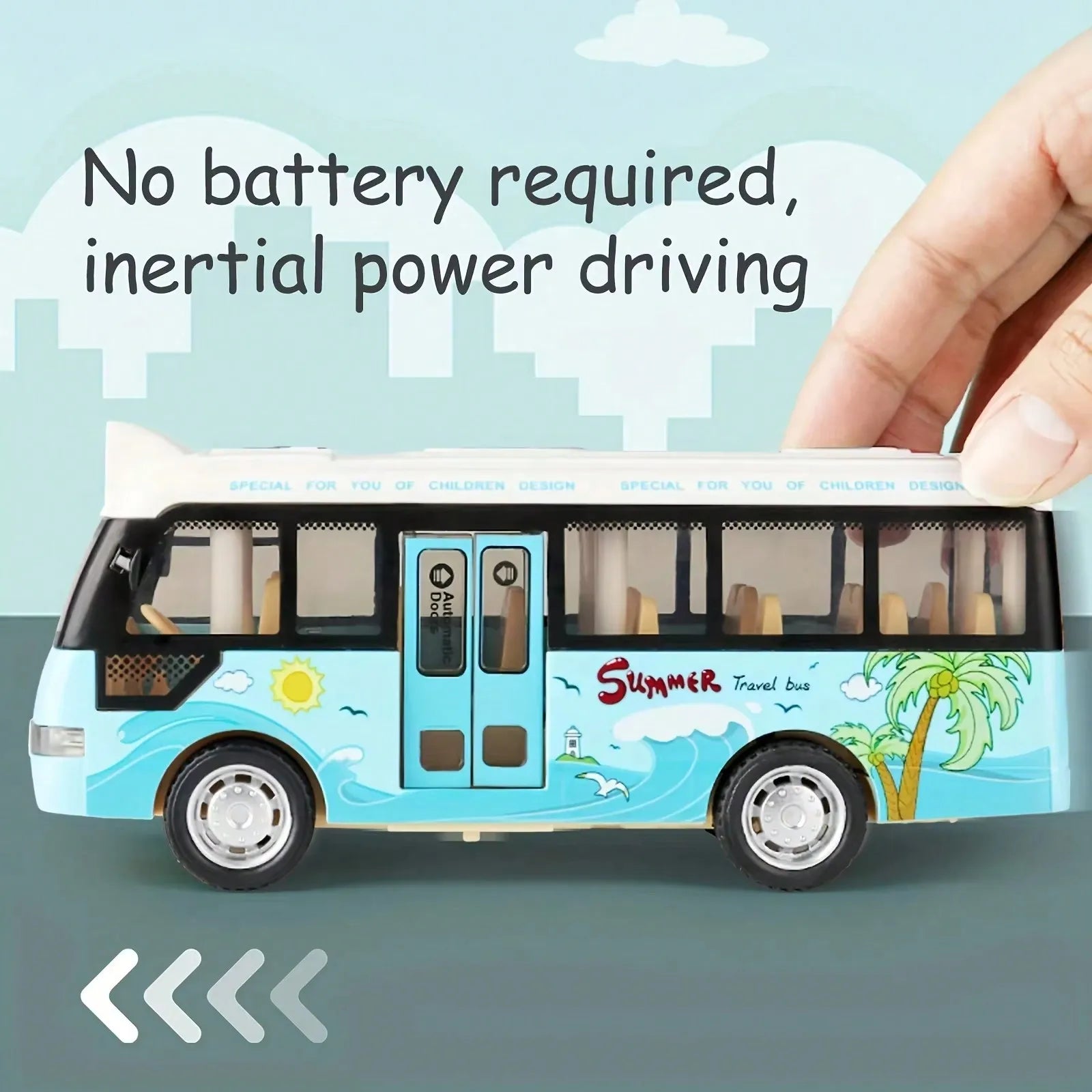 Interactive Kids' City Bus with Lights & Sounds,Plastic Pull Back Play Vehicle ,Perfect for Kids Playtime