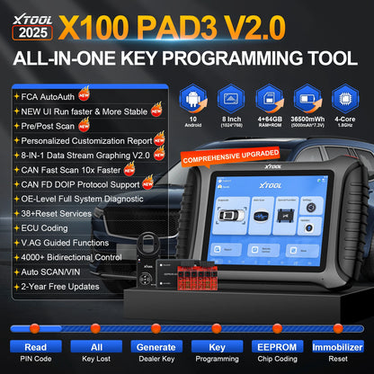 XTOOL X100 PAD3 Elite lMMO Key Programmer All Key Lost Car Diagnostic Tools Automotive Scanner With KC100 Key Fob Programming