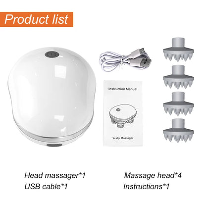 Cabeça massageador do couro cabeludo com luz vermelha, silicone macio, crescimento do cabelo, amassar, vibração, estresse relaxar, massagem corporal, cuidados de saúde