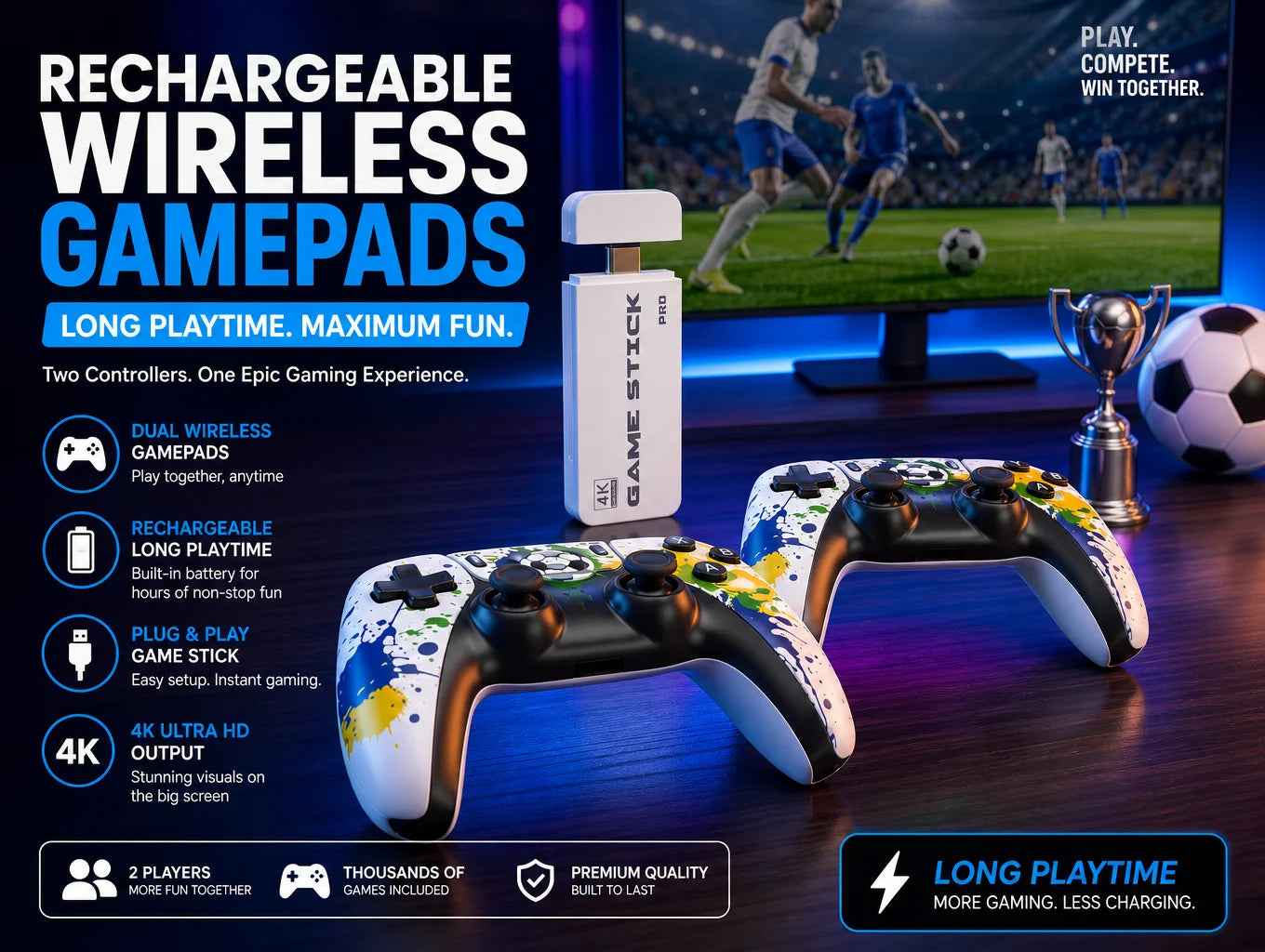 X8 Super 4K HD Game Stick 128GB 50000 Retro Games Dual 2.4G Wireless Controller Portable Plug & Play TV Game Console