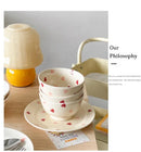 Heart-shaped Ceramic Dinnerware Set, Dinner Plate, Rice Salad Bowl, Coffee Mug, Japanese Love, Warm Gift for Valentine day