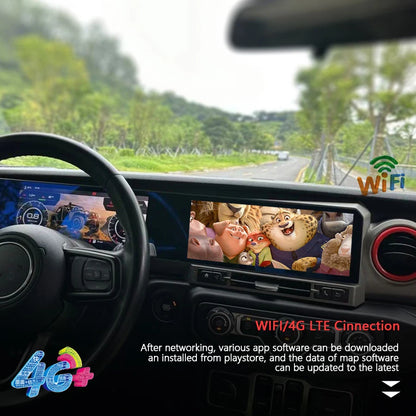 For Jeep Wrangler 2018-2022 Carplay LCD Instrument Panel Dual Screen Android Multimedia Video Player GPS Navigation Android Auto