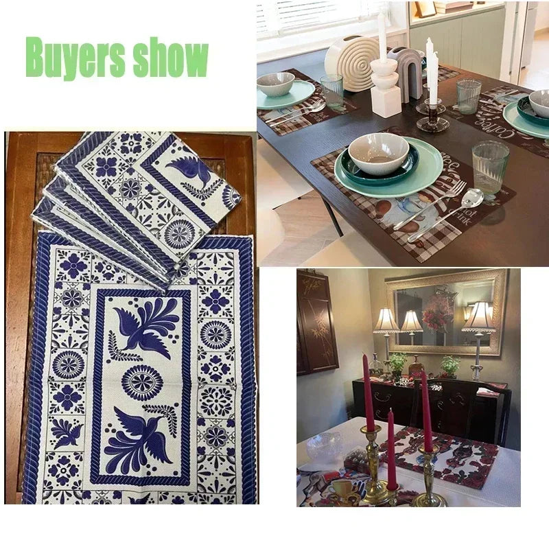 4Linen Placemats Abstract Geometric Pattern Kitchen Decor Decorative Accessories Ableware Pads Room Dining Table Decor