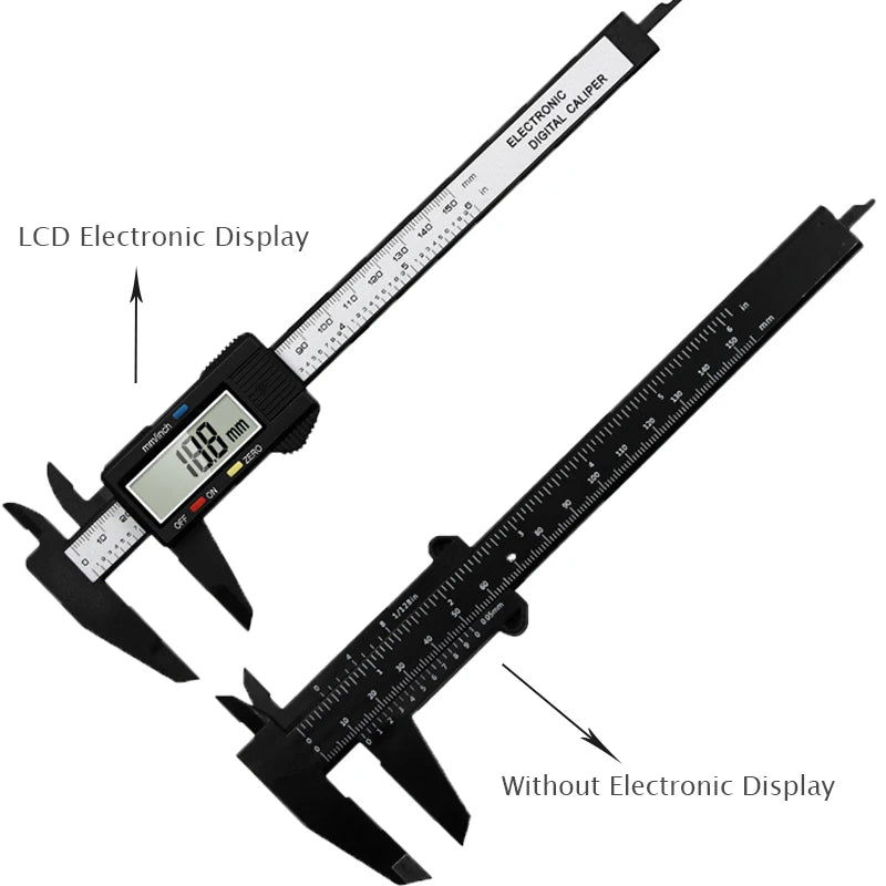 Calibrador digital electrónico de fibra de carbono, calibre Vernier, micrómetro, herramienta de medición, regla digital, 150 mm y 100 mm