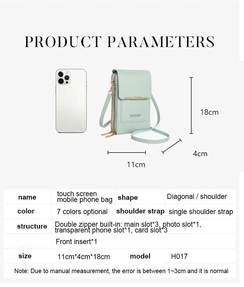 Cartera para teléfono móvil con pantalla táctil, de piel sintética, para mujer, minibolso de hombro con solapa, tipo bandolera, pequeño
