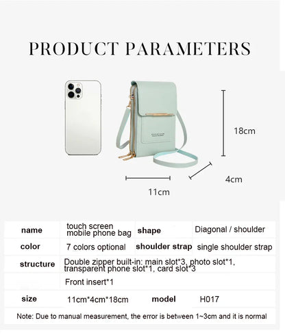 Cartera para teléfono móvil con pantalla táctil, de piel sintética, para mujer, minibolso de hombro con solapa, tipo bandolera, pequeño