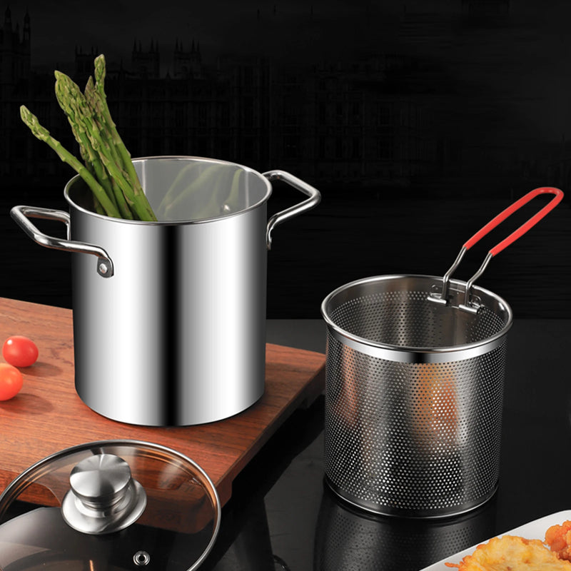 Deep Frying Pot Stainless Steel Fryer Pan Fry Pot with Basket and Lid Food Grade Deep Fryer Chicken Fried Chicken Cooking Tools