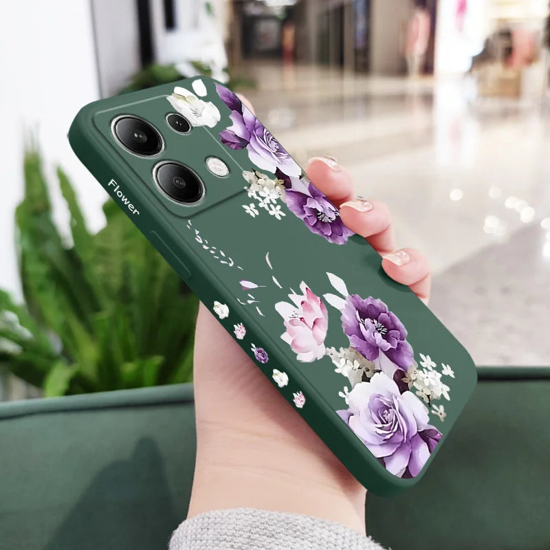 Beautiful Peony Phone Case For Xiaomi Redmi Note 14 13 12 12S 11 11S 10 10S 9 9S Pro Plus 4G 5G Liquid Silicone Cover