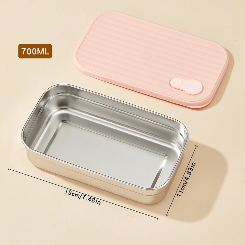 WORTHBUY 304 Stainless Steel Lunch Box With Lid Portable Fruit Salad Food Container Stackable Leak Proof Bento Box For Student