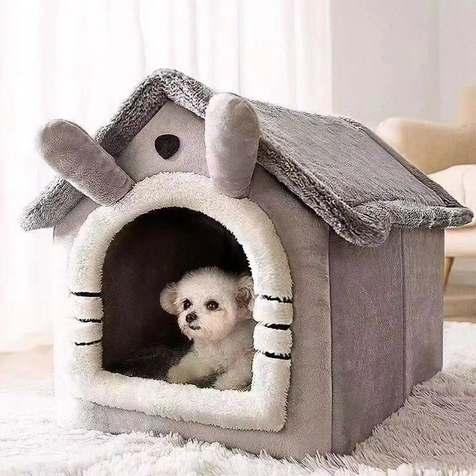 Indoor Warm Dog House Soft Pet Bed Tent House Dog Kennel Cat Bed Removable and Washable Cushion Suitable for All Seasons Universal