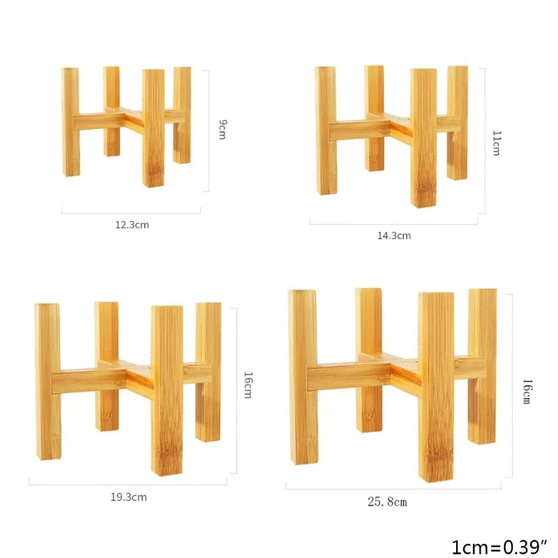 Soporte de madera de cuatro patas para macetas de plantas y suculentas, base de exhibición, estante de decoración para el hogar, jardín y patio