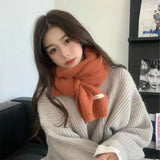 Winter Knitting Scarf Men Women Fastener Thermal Neck Warmer Solid Fleece Keep Warm Scarf Thickening Windproof Neck Cover