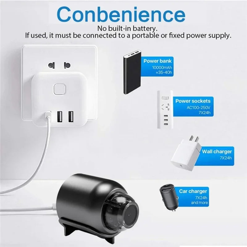 Minicámara inalámbrica X5 de 1080P para vigilancia, videocámara de seguridad con visión nocturna y detección de movimiento, monitor para casa inteligente.